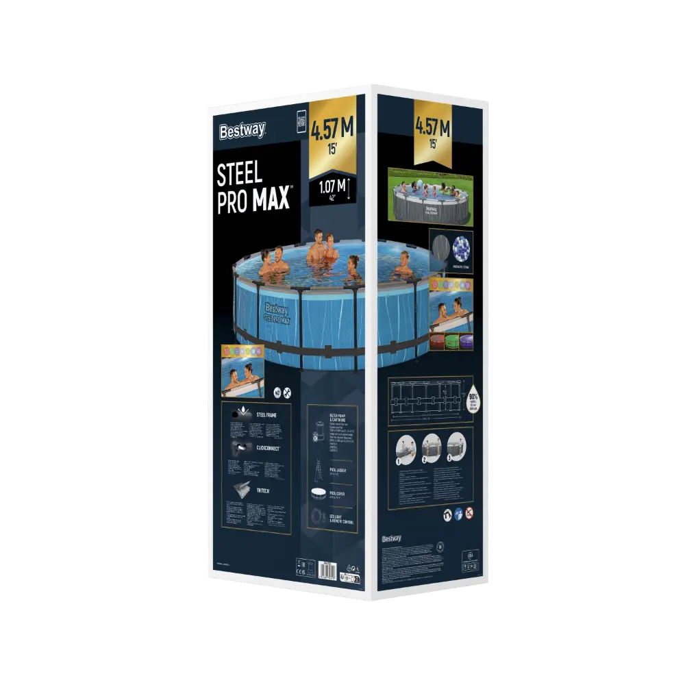 Bestway Steel Pro MAX LED Above Ground Pool Set - 457x107cm