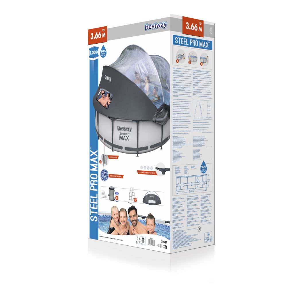 Bestway Steel Pro MAX Above Ground Pool Set with Enclosure - 366x100cm