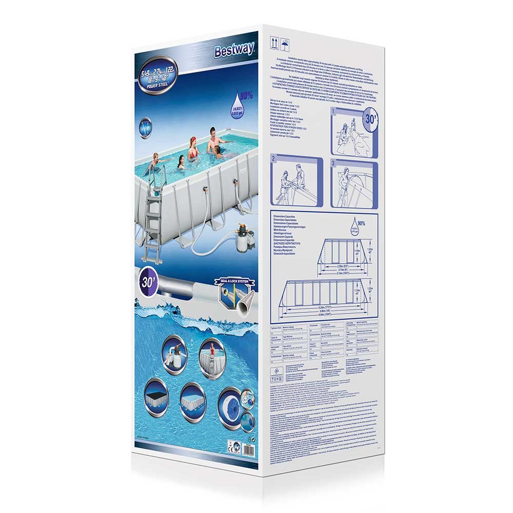 Bestway Power Steel Rectangular Above Ground Pool Set - 549x274x122cm