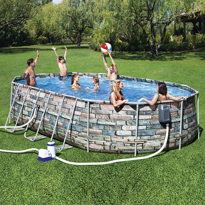 Bestway Power Steel Graphite Gray Rectangular Above Ground Pool Set - 610x366x122cm