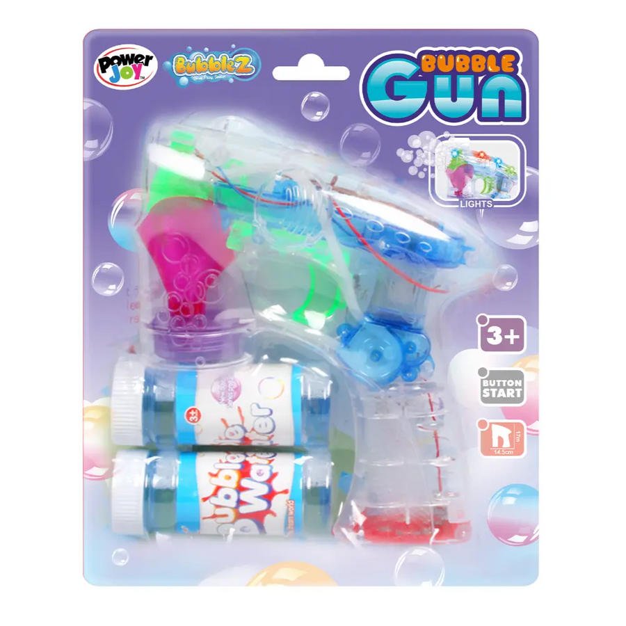 Power Joy Bubble Gun with Lights Battery-Operated Bubble Toy for Kids