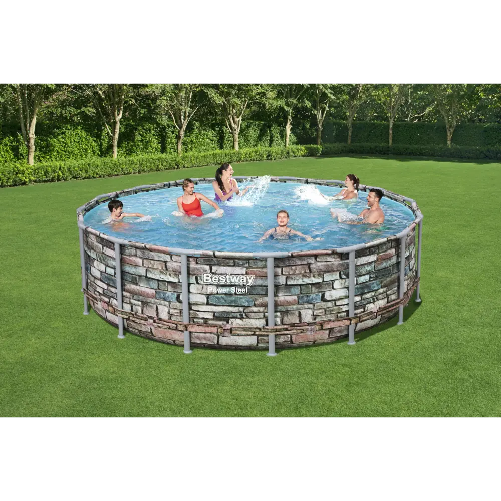 Bestway Power Steel Graphite Gray Above Ground Pool Set - 488x122cm