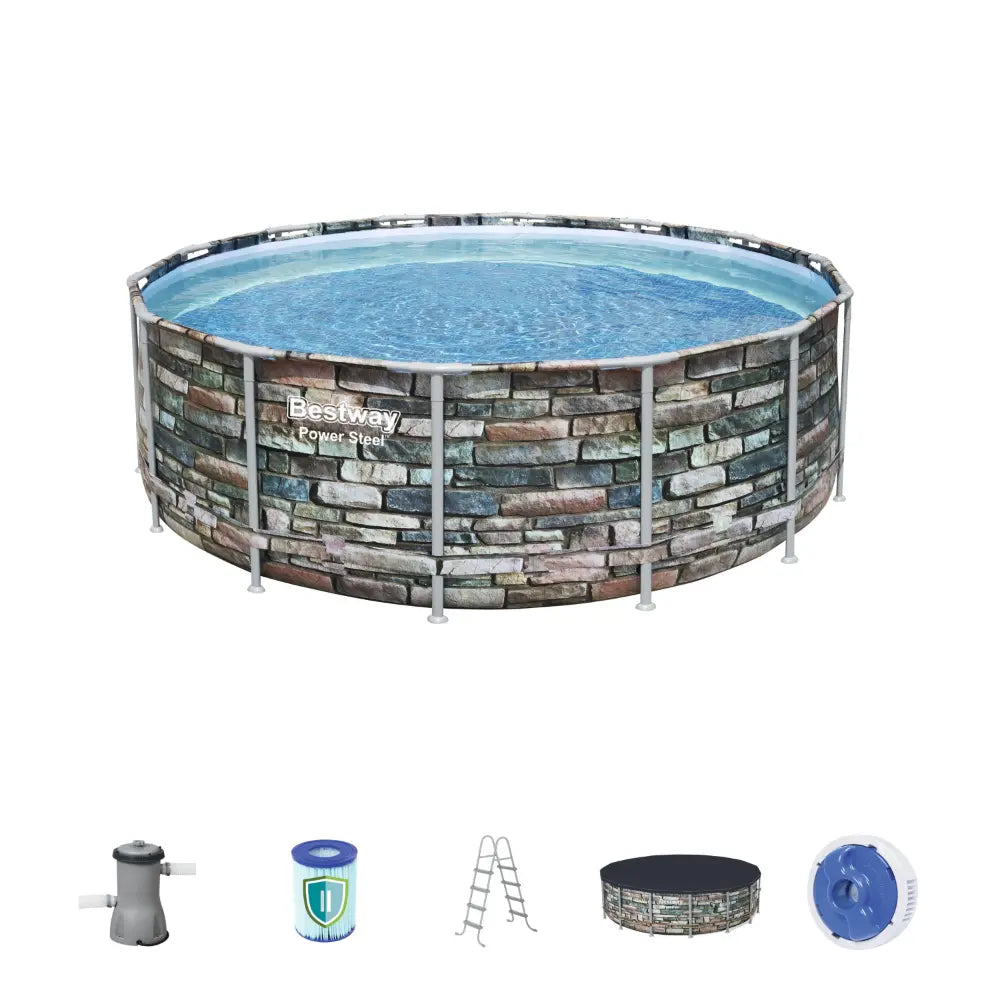 Bestway Power Steel Graphite Gray Above Ground Pool Set - 427x122cm