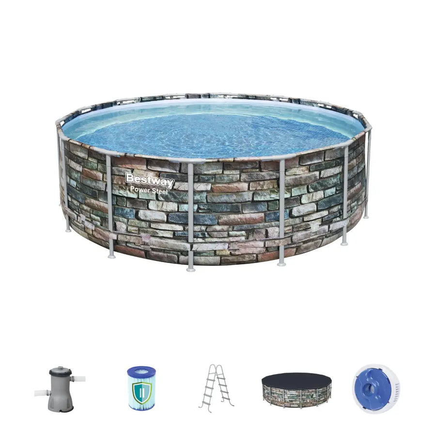 Bestway Power Steel Graphite Gray Above Ground Pool Set - 427x122cm