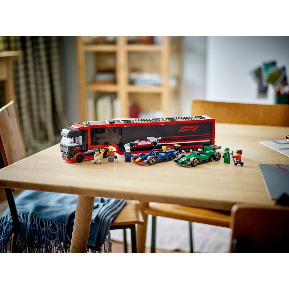 Lego F1 Truck with RB20 & AMR24 Cars