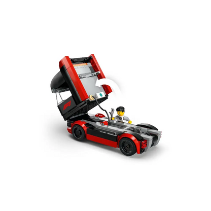 Lego F1 Truck with RB20 & AMR24 Cars