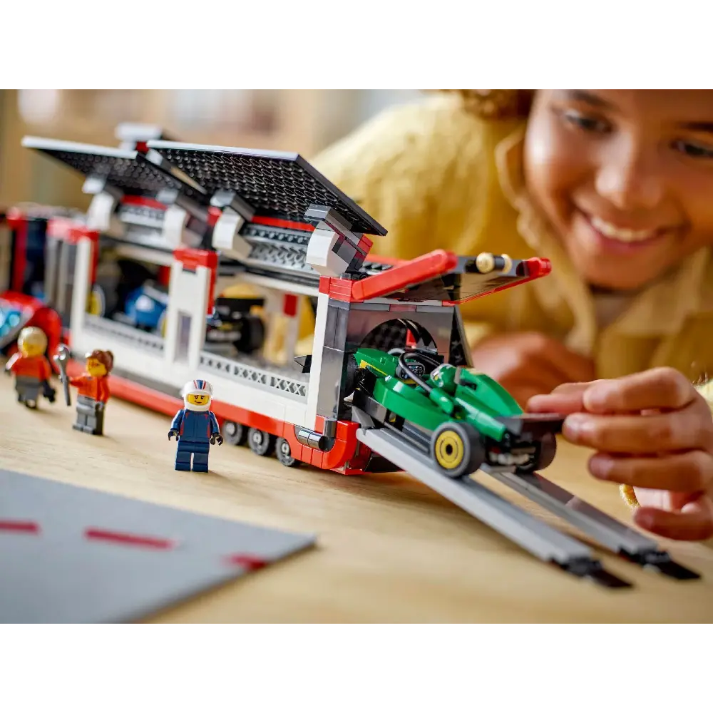 Lego F1 Truck with RB20 & AMR24 Cars