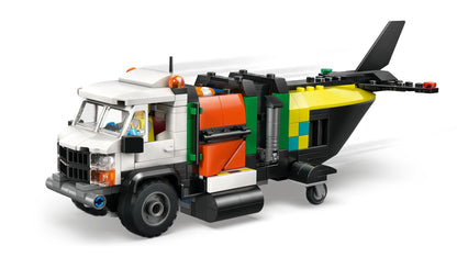 Lego City Airplane, Service Truck & Hovercraft Remix Building Set 3-in-1 Emergency Vehicle Toy for Kids