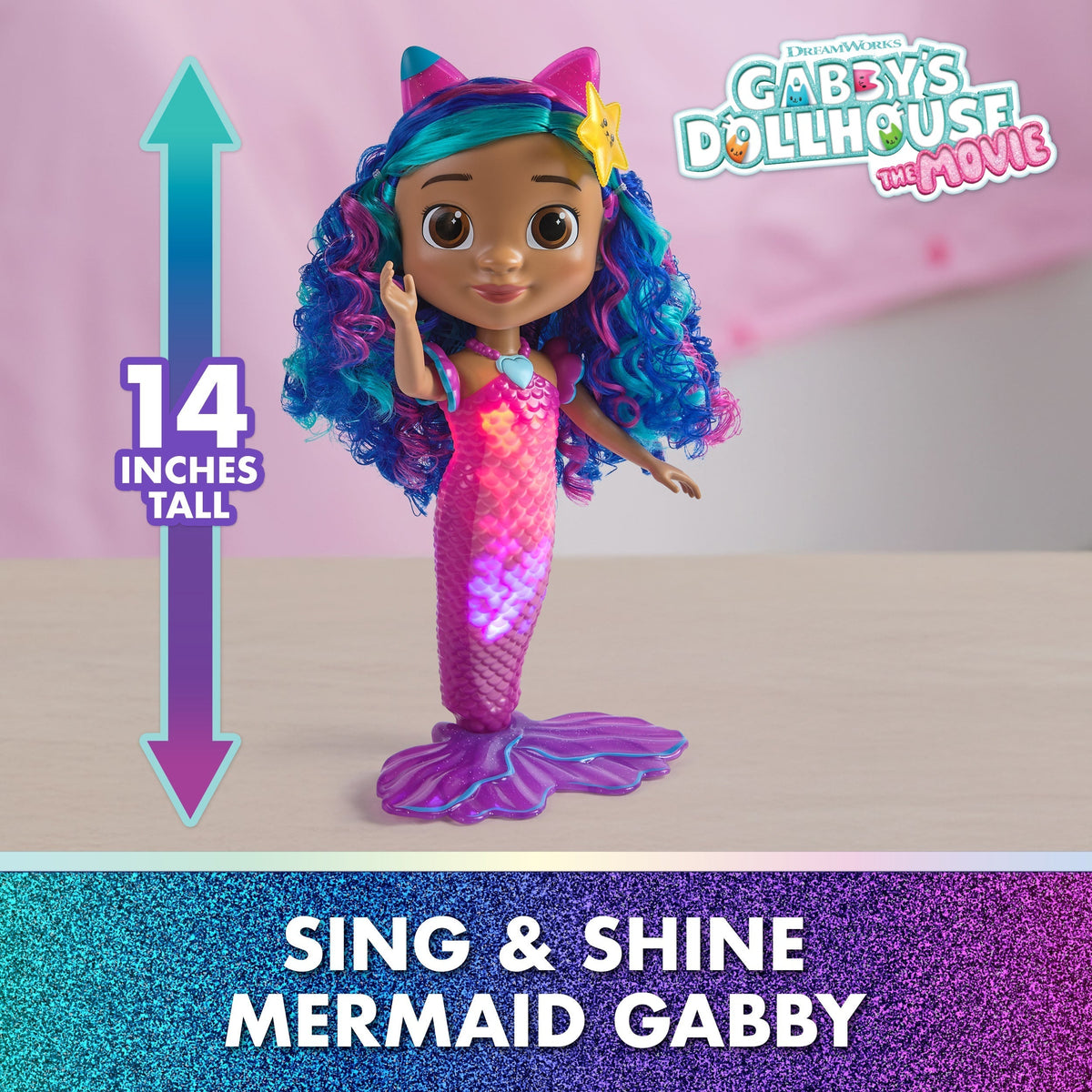 Gabby's Dollhouse Movie Sing & Shine Mermaid Doll W/Sounds