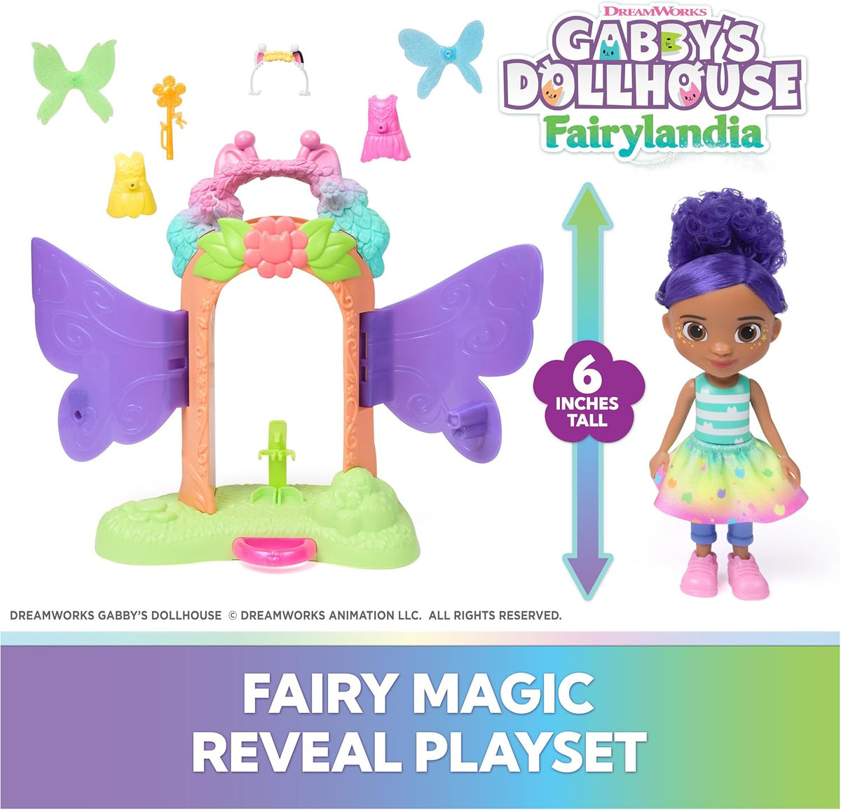 Gabby's Dollhouse Fairy Magic Reveal Playset with 15cm Gabby Doll & Accessories