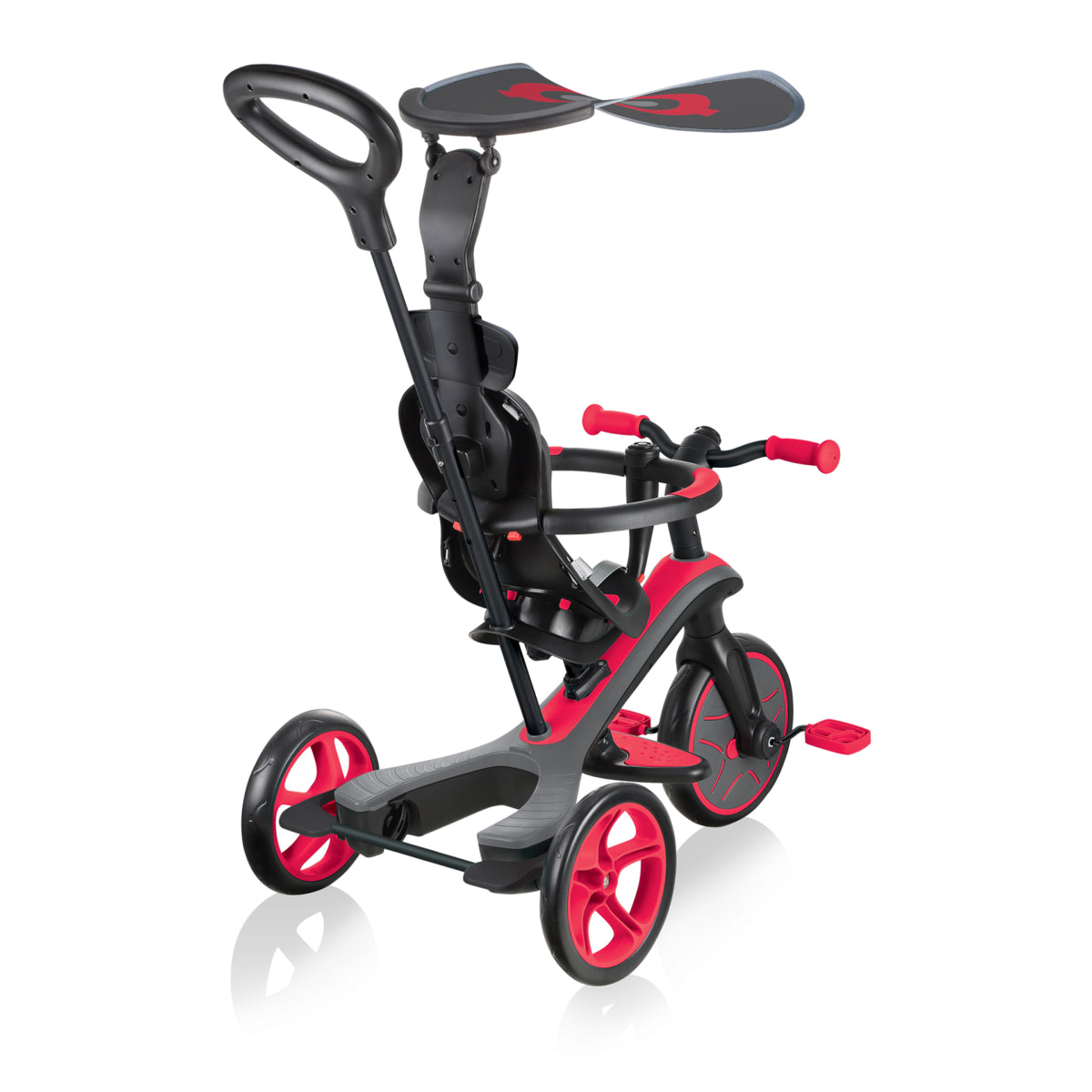 Globber Explorer Trike Kids Adjustable 4-in-1 Convertible Tricycle Red