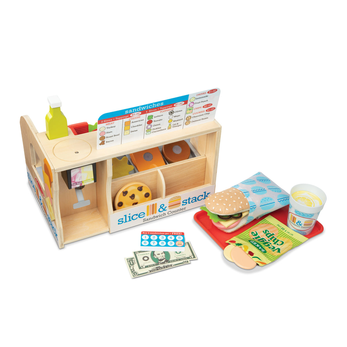 Melissa & Doug Wooden Slice & Stack Sandwich Counter Playset