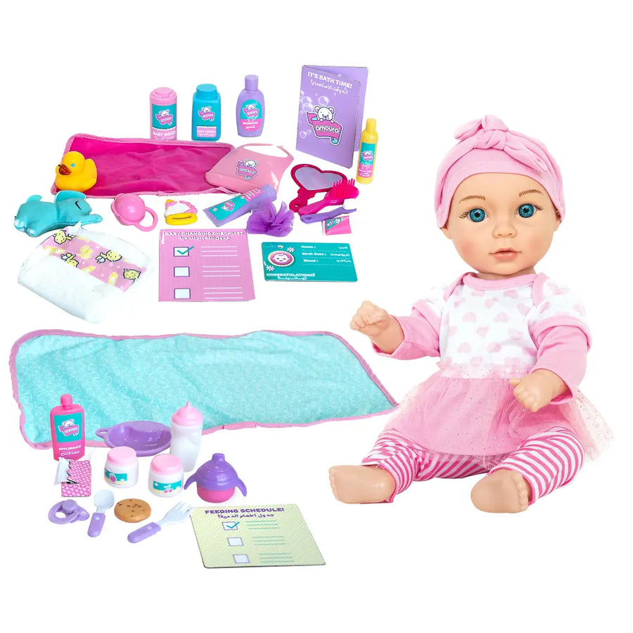 Baby Amoura Love and Feed Playset Doll 15 Inch