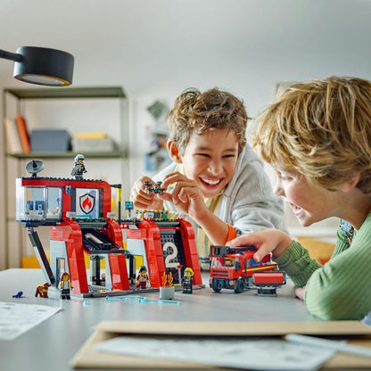 Lego Fire Station with Fire Truck