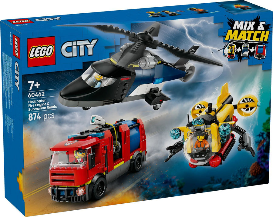 Lego Helicopter Firetruck & Submrine