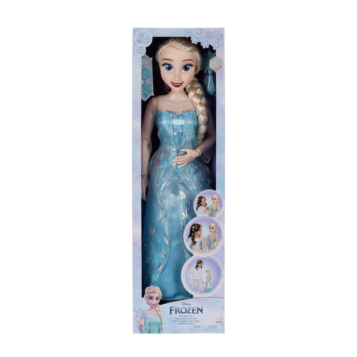 Disney Frozen Playdate Elsa Doll Articulated Figure with Evening Dress and Hair Accessories 32 Inch