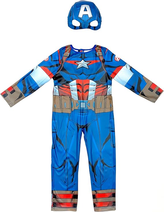 Marvel Avengers Captain America Classic Costume for Kids Superhero Fancy Dress Outfit, 7-8 Years