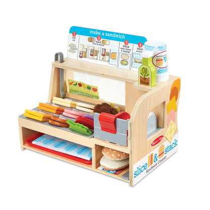 Melissa & Doug Wooden Slice & Stack Sandwich Counter Playset