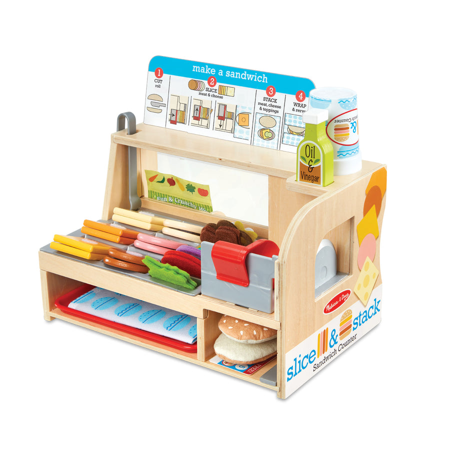 Melissa & Doug Wooden Slice & Stack Sandwich Counter Playset