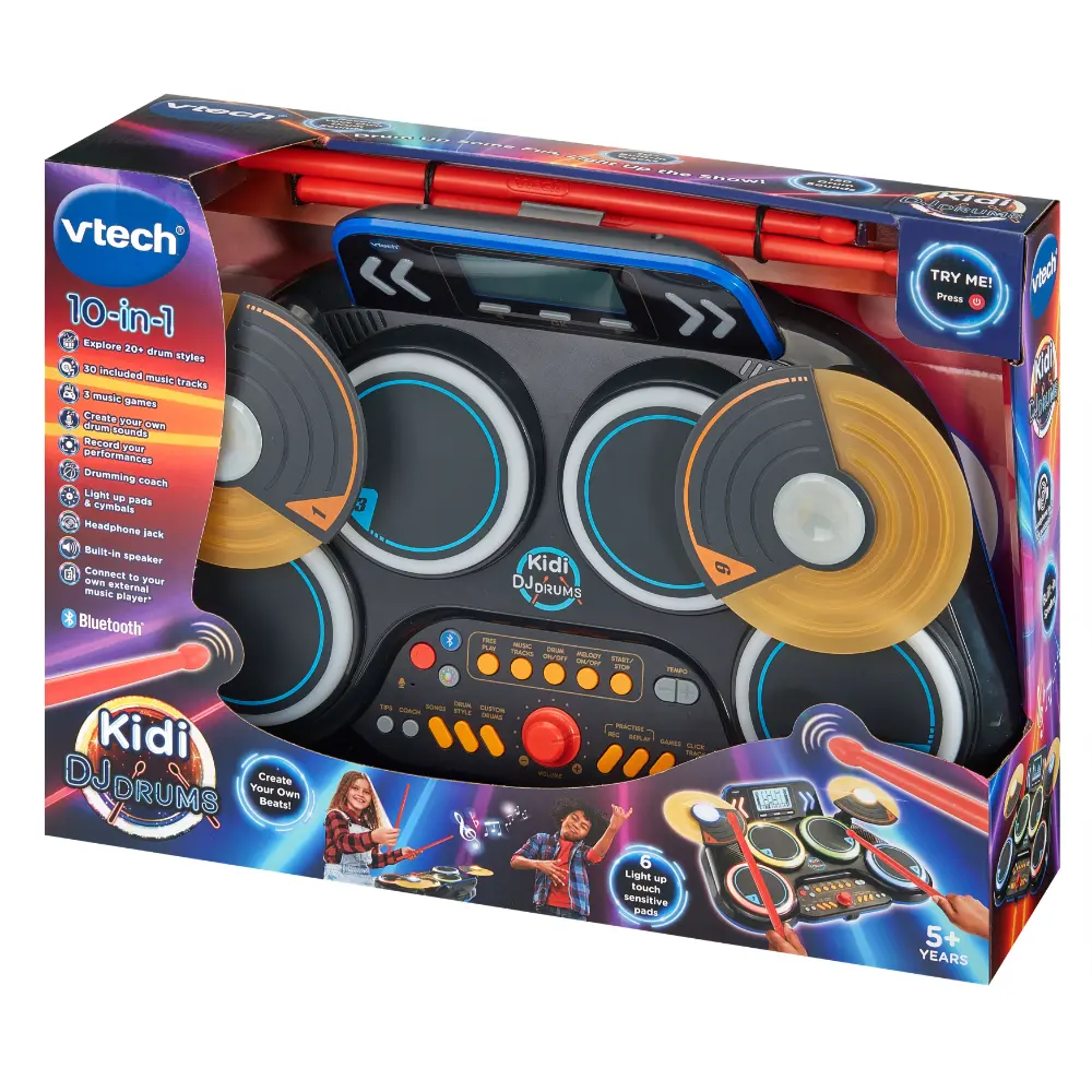 VTech Kidi DJ Drums - Electronic Drums with Light Effects and Learning Mode - For Children