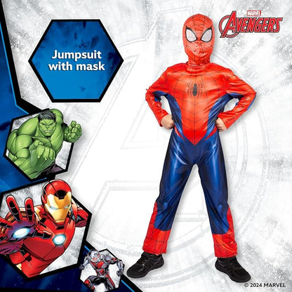 Marvel Spider-Man Deluxe Costume for Kids - Superhero Fancy Dress Outfit, 3-4 Years