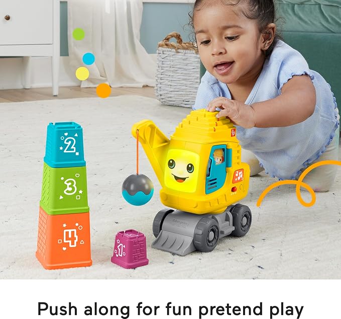 Fisher-Price Count & Stack Crane Learning Activity Toy with Blocks, Lights & Sounds