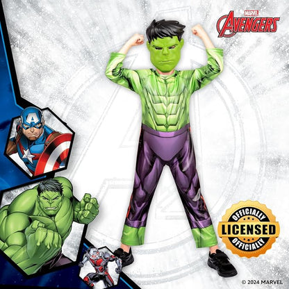 Marvel Avengers Hulk Classic Costume for Kids Superhero Fancy Dress Outfit, 7-8 Years