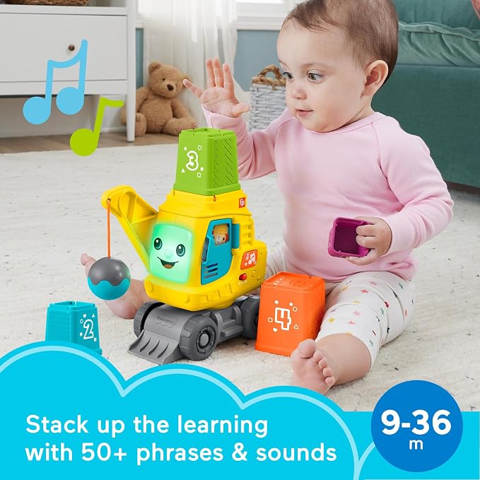 Fisher-Price Count & Stack Crane Learning Activity Toy with Blocks, Lights & Sounds
