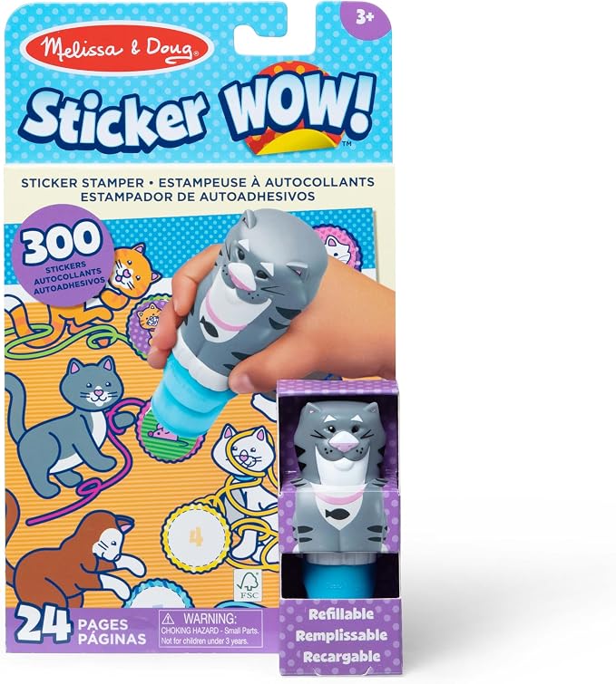 Melissa & Doug Sticker WOW! Cat Sticker Stamper & Activity Pad Set