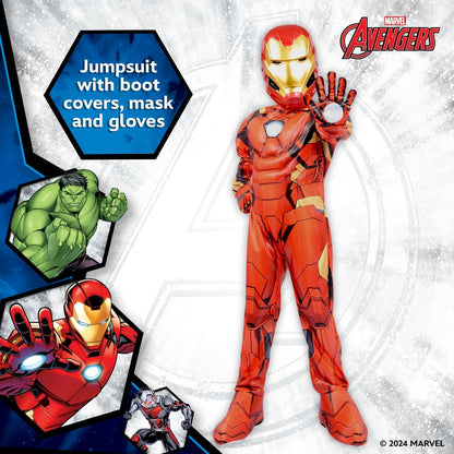 Marvel Avengers Iron Man Deluxe Costume for Kids Superhero Fancy Dress Outfit, 3-4 Years