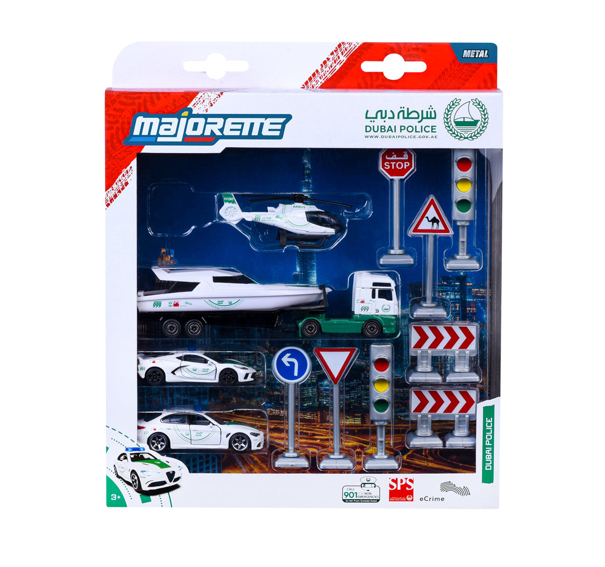 Majorette Dubai Police Gift Pack 1:64 Scale Die-Cast Vehicle Set for Kids