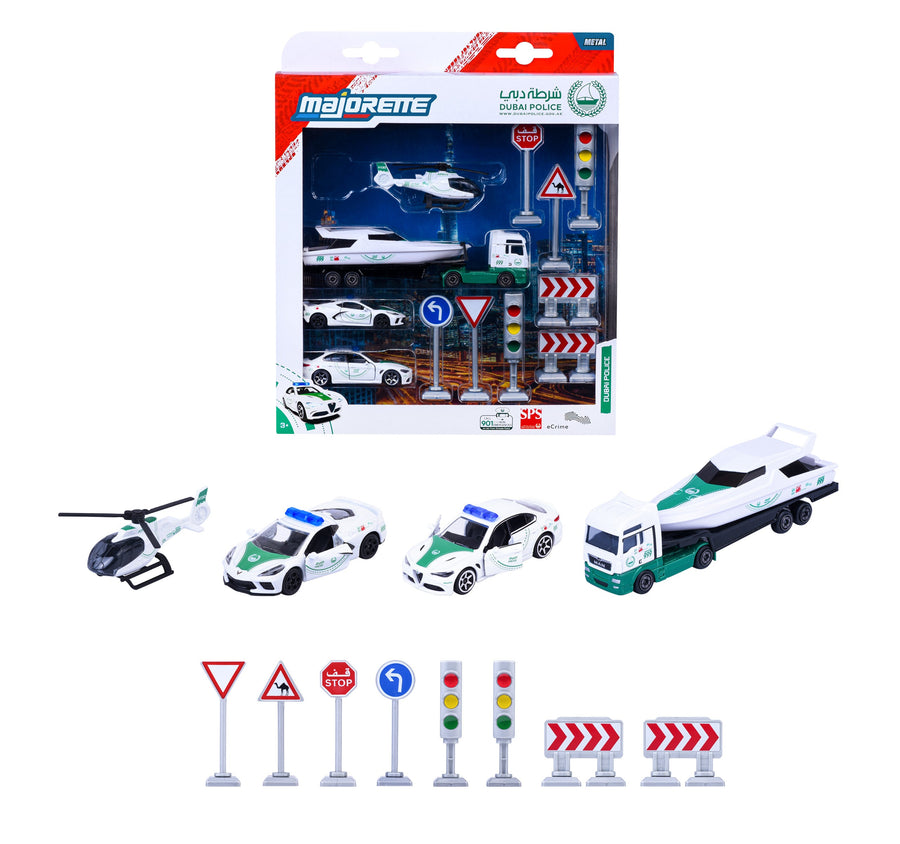 Majorette Dubai Police Gift Pack 1:64 Scale Die-Cast Vehicle Set for Kids