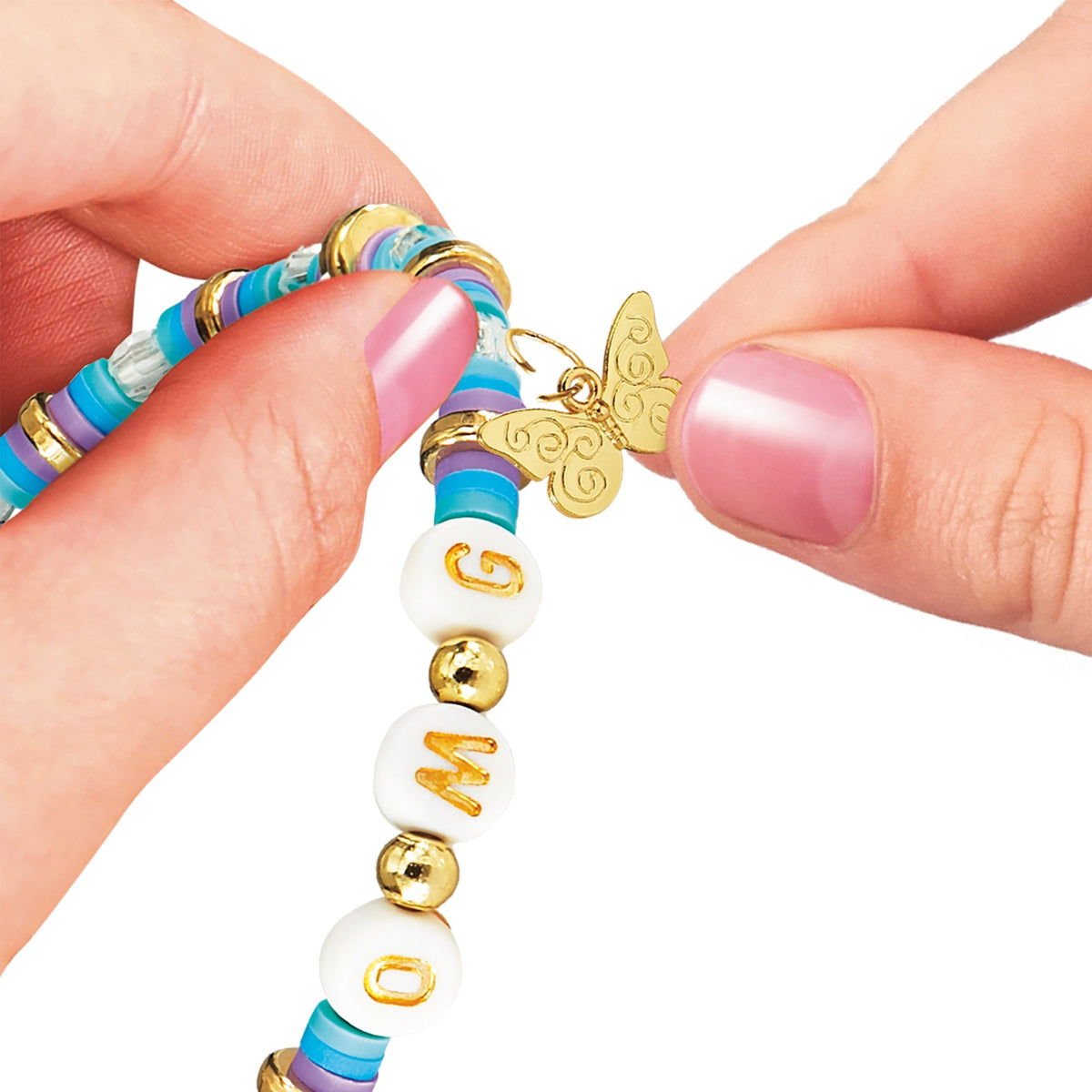 Shimmer 'n Sparkle Sparkling A-Z Fashion Bracelet Making Kit with Alphabet Beads for Kids