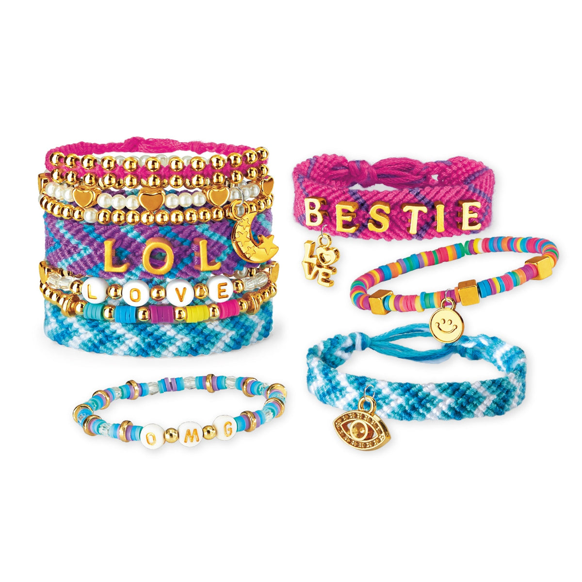 Shimmer 'n Sparkle Sparkling A-Z Fashion Bracelet Making Kit with Alphabet Beads for Kids