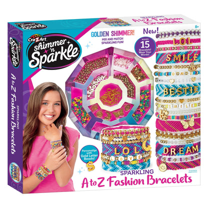 Shimmer 'n Sparkle Sparkling A-Z Fashion Bracelet Making Kit with Alphabet Beads for Kids