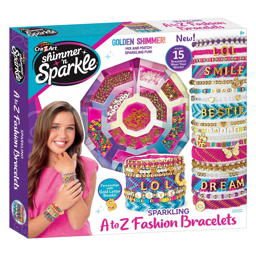 Shimmer 'n Sparkle Sparkling A-Z Fashion Bracelet Making Kit with Alphabet Beads for Kids