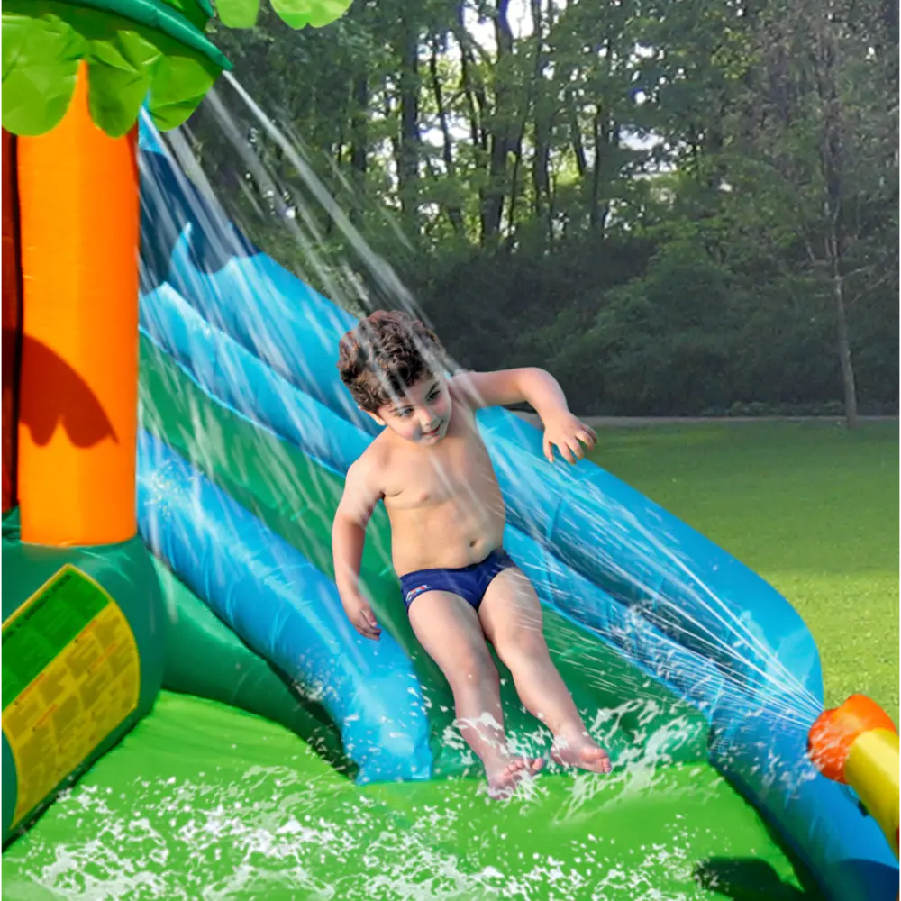 Happy Hop The Oasis 7-in-1 Inflatable Water Slide for Kids - 430x375x205cm