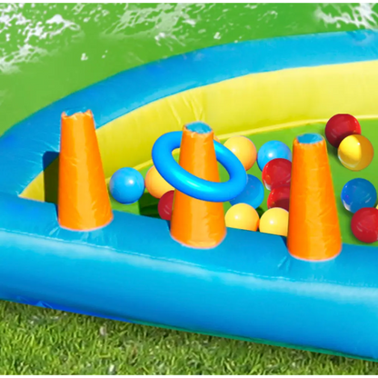 Happy Hop The Oasis 7-in-1 Inflatable Water Slide for Kids - 430x375x205cm