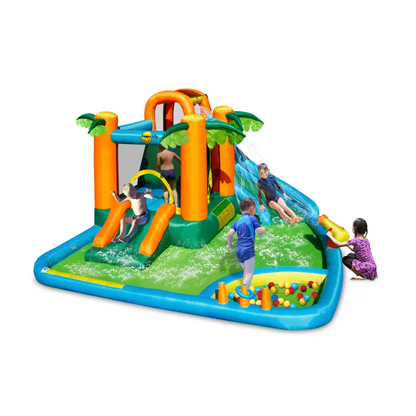 Happy Hop The Oasis 7-in-1 Inflatable Water Slide for Kids - 430x375x205cm