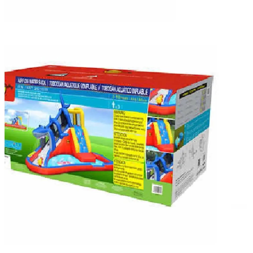 Happy Hop Shark Cave Adventure Inflatable Water Slide Park with Climbing Wall and Water Cannon - 520x390x324cm