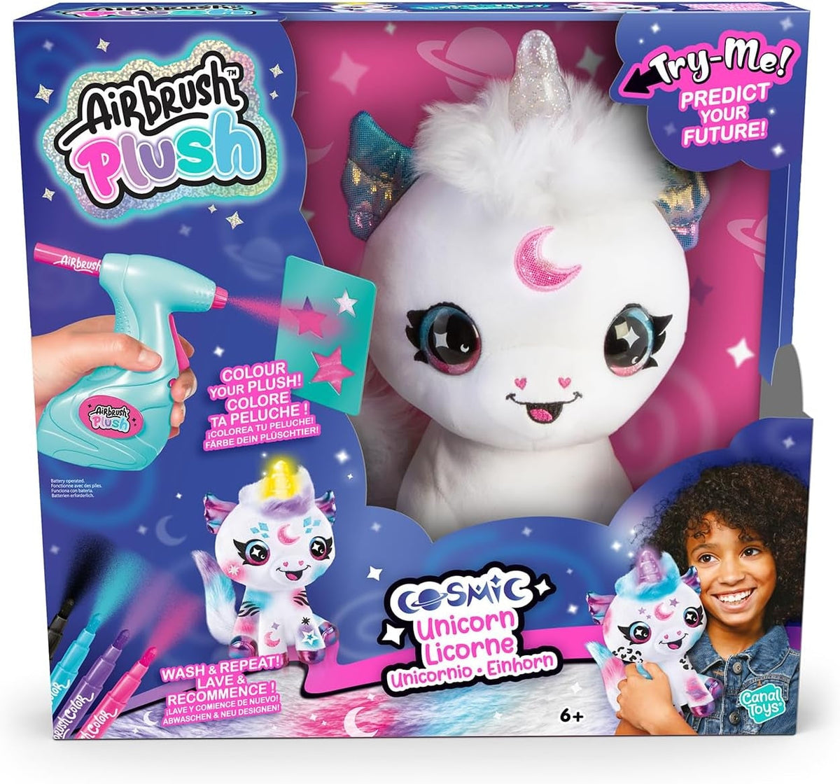 Airbrush Plush Cosmic Unicorn Battery-Operated