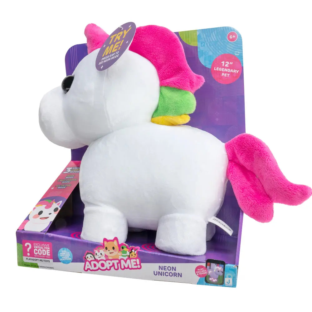 Adoptme Plush Neon Unicorn 12 Inch Battery-Operated