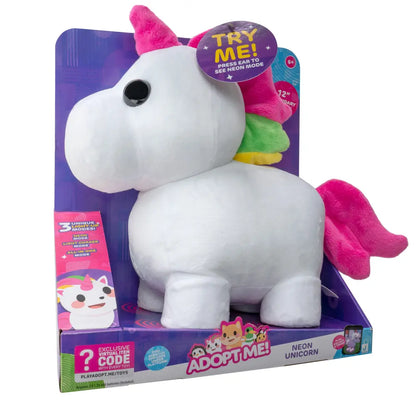 Adoptme Plush Neon Unicorn 12 Inch Battery-Operated