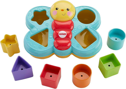 Fisher-Price Butterfly Shape Sorter Baby Toy with 6 Blocks