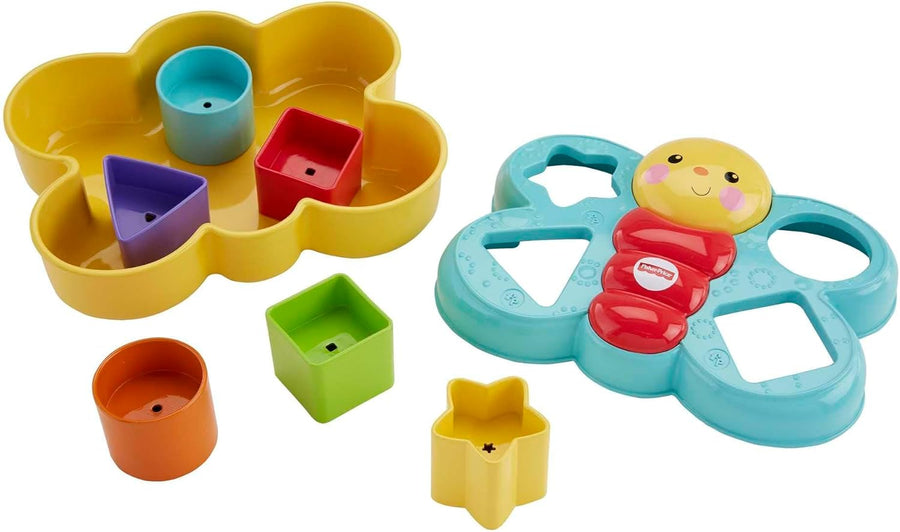 Fisher-Price Butterfly Shape Sorter Baby Toy with 6 Blocks