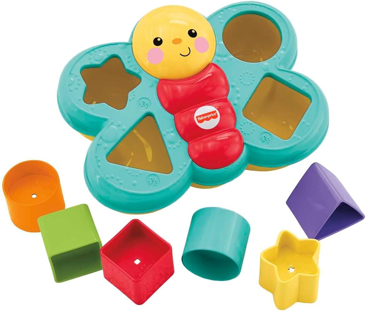 Fisher-Price Butterfly Shape Sorter Baby Toy with 6 Blocks