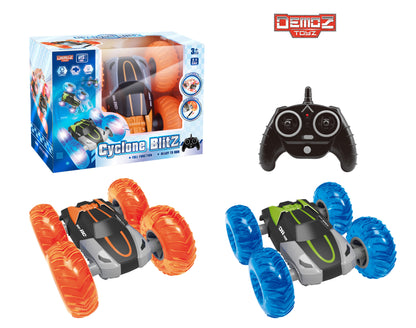 Demoz RC Cyclone Blitz 2.4GHz Battery-Operated Stunt Car with LED Lights - Sold per piece (Selection is random and subject to availability)