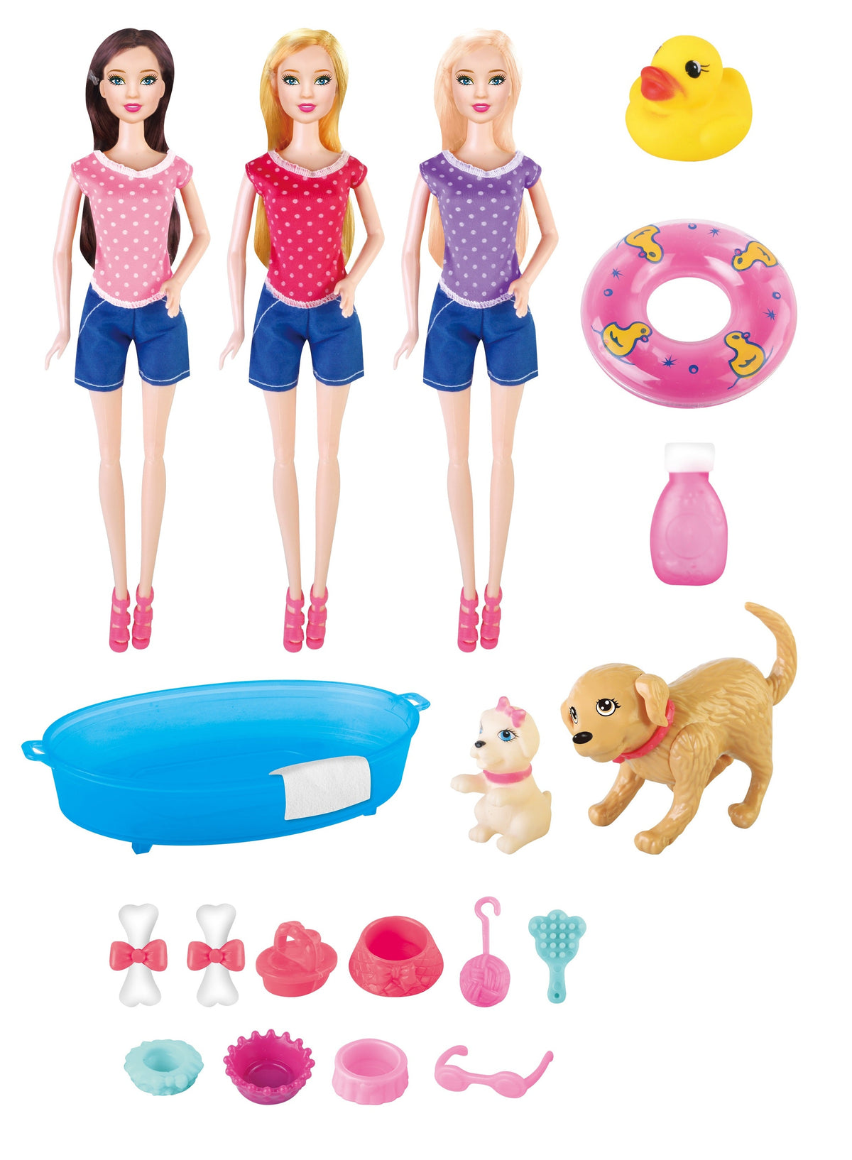 Power Joy Leila Doll Playset with bath dog theme Assorted - Sold per piece (Random selection)