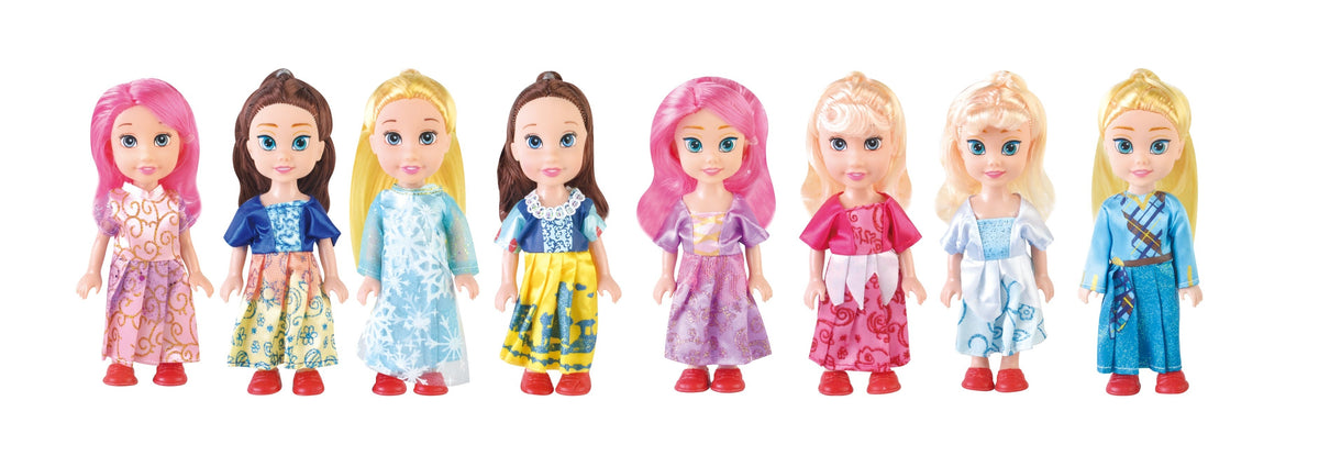 Power Joy Leila Princess Mini Sisters 8-in-1 Fashion Princess Doll Collection with Accessories for Kids