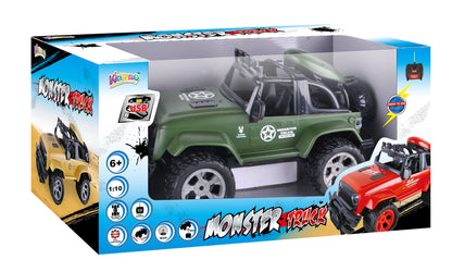 Kidzpro 1:10 RC Monster Truck with Lights - Assorted Colors, Random Selection